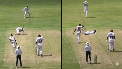 west indies bowler misses 10-wicket haul, takes 7 before match called off due to freak accident: watch