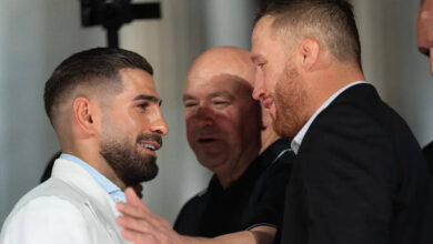 ufc at white house: ilia topuria shoves justin gaethje during heated face-off, chaos erupts in ufc freedom 250 presser